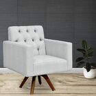 Poltrona Decorativa Giratória Sala De Estar Base De Madeira M