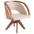 Poltrona Decorativa Giratória Sala De Estar Madeira Tauari Fl