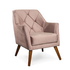 Poltrona Decorativa Grécia Pés Palito Veludo Rosé Konfort