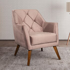 Poltrona Decorativa Grécia Pés Palito Veludo Rosé Konfort