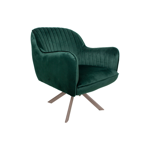 Poltrona Decorativa Hannah Pés Champagne Giratório Veludo Esm