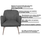 Poltrona Decorativa Hannah Pés Champagne Palito Veludo Cinza