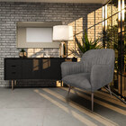 Poltrona Decorativa Hannah Pés Chocolate Palito Veludo Cinza