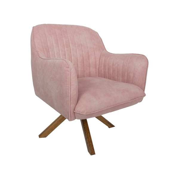 Poltrona Decorativa Hannah Pés De Madeira Giratório Pet Rosa