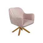 Poltrona Decorativa Hannah Pés De Madeira Giratório Veludo Ro