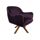 Poltrona Decorativa Hannah Pés De Madeira Giratório Veludo Ro