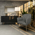 Poltrona Decorativa Hannah Pés Gold Palito Veludo Cinza G15 -