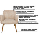 Poltrona Decorativa Hannah Pés Palito Madeira Pet Bege G15 -