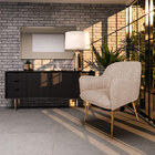 Poltrona Decorativa Hannah Pés Palito Madeira Pet Bege G15 -