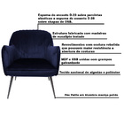 Poltrona Decorativa Hannah Pés Palito Polido Veludo Azul Mari