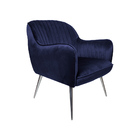 Poltrona Decorativa Hannah Pés Palito Polido Veludo Azul Mari