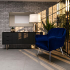 Poltrona Decorativa Hannah Pés Palito Polido Veludo Azul Roya