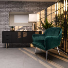 Poltrona Decorativa Hannah Pés Palito Polido Veludo Esmeralda