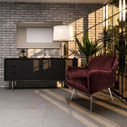 Poltrona Decorativa Hannah Pés Palito Polido Veludo Malbec G1