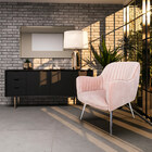 Poltrona Decorativa Hannah Pés Palito Polido Veludo Rosa G15