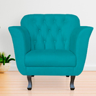Poltrona Decorativa Helena Pés Luis Xv Suede Azul Turquesa -