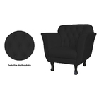 Poltrona Decorativa Helena Pés Luis Xv Suede Preto - Ds Estof