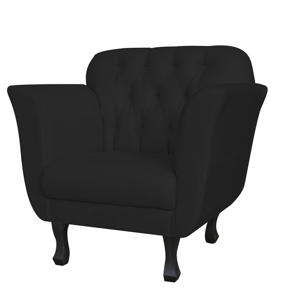 Poltrona Decorativa Helena Pés Luis Xv Suede Preto - Ds Estof