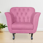 Poltrona Decorativa Helena Pés Luis Xv Suede Rosa - Ds Estofa