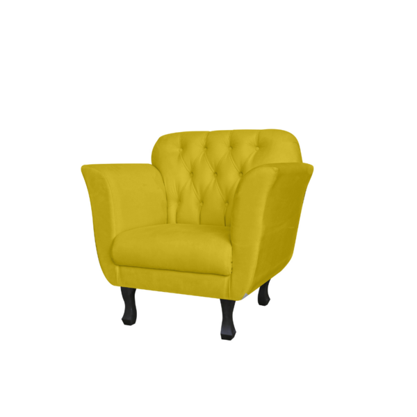 Poltrona Decorativa Helena Veludo Amarelo  - Montanris Decor