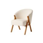 Poltrona Decorativa Ibiza Em Buclê E Pés De Madeira Maciça