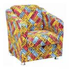 Poltrona Decorativa Ilda 01 Lugar Suede Estampado Placas Atua