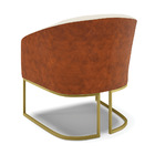 Poltrona Decorativa Industrial Dourada Stella Nozes/linho Beg