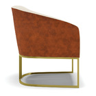 Poltrona Decorativa Industrial Dourada Stella Nozes/linho Beg