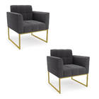 Poltrona Decorativa Industrial Dourado Kit 2 Elisa Bouclê D03