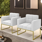 Poltrona Decorativa Industrial Dourado Kit 2 Elisa Bouclê D03