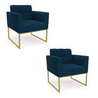 Poltrona Decorativa Industrial Dourado Kit 2 Elisa Bouclê D03