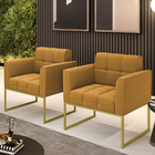 Poltrona Decorativa Industrial Dourado Kit 2 Elisa Bouclê D03