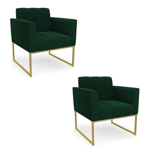 Poltrona Decorativa Industrial Dourado Kit 2 Elisa Bouclê D03