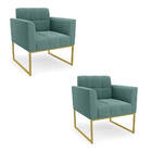 Poltrona Decorativa Industrial Dourado Kit 2 Elisa Bouclê Vd