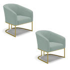 Poltrona Decorativa Industrial Dourado Kit 2 Stella Cotelê Ex