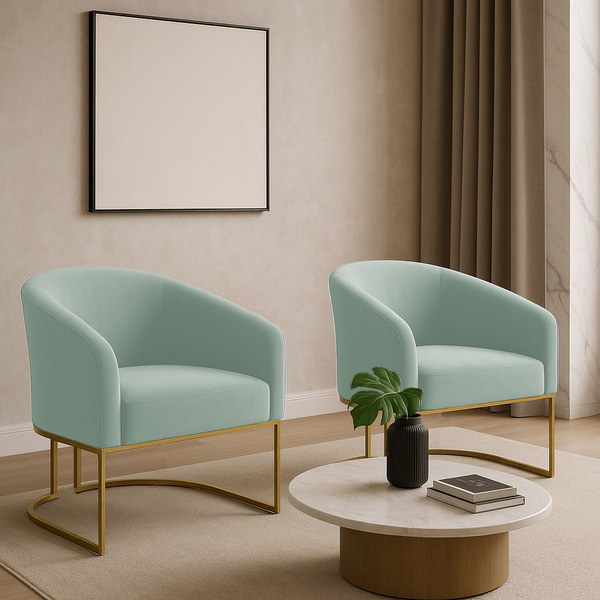 Poltrona Decorativa Industrial Dourado Kit 2 Stella Cotelê Ex