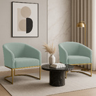 Poltrona Decorativa Industrial Dourado Kit 2 Stella Cotelê In