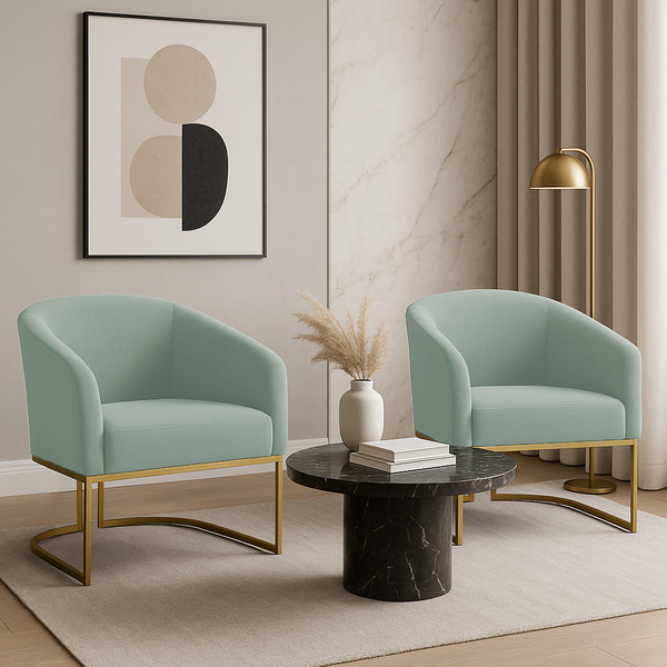 Poltrona Decorativa Industrial Dourado Kit 2 Stella Cotelê In