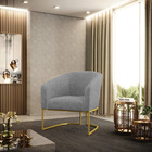 Poltrona Decorativa Industrial Dourado Kit 2 Stella Linho Gra