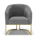 Poltrona Decorativa Industrial Dourado Kit 2 Stella Linho Gra