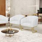 Poltrona Decorativa Industrial Dourado Kit 2 Stella Sintético