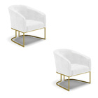 Poltrona Decorativa Industrial Dourado Kit 2 Stella Sintético