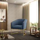 Poltrona Decorativa Industrial Dourado Kit 2 Stella Suede Azu