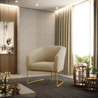 Poltrona Decorativa Industrial Dourado Kit 2 Stella Suede D03