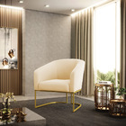 Poltrona Decorativa Industrial Dourado Kit 2 Stella Suede D03