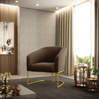 Poltrona Decorativa Industrial Dourado Kit 2 Stella Suede D03