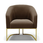 Poltrona Decorativa Industrial Dourado Kit 2 Stella Suede D03