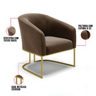 Poltrona Decorativa Industrial Dourado Kit 2 Stella Suede D03