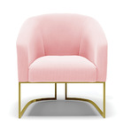 Poltrona Decorativa Industrial Dourado Kit 2 Stella Suede D03