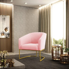 Poltrona Decorativa Industrial Dourado Kit 2 Stella Suede D03